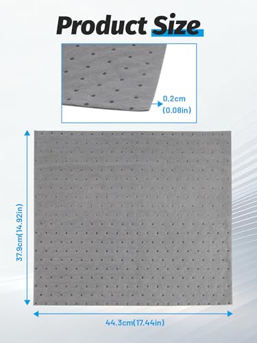 Image of Heavy Duty Oil Absorbent Pads 15 inch x 18 inch 100 Pcs Automotive Absorbent Pads | Absorbs Up to 11 oz per Oil Spill Pads Universal Leak Drip Garage Floor Oil Water Coolant Chemicals Workshop