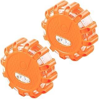 Luyoah 2 Pack LED Road Flare Emergency Disc Beacon with 9 Flash Modes Flashing Warning Roadside Flare with Magnetic Base & Hook for Car Truck Boat