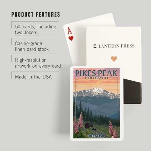 Lantern Press Pikes Peak Colorado naipes poker 52 cartas miniatura 3