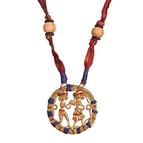 Image of AAKRITI ART CREATIONS Royal Empress Handcrafted Tribal Dhokra Necklace & Choker Collection | Artisan Ethnic Brass Jewelry with Oval & Square Designs, Amulet & Talisman Styles for Women