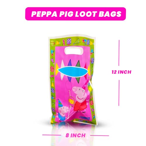 Image of WANNA PARTY Pack of 10 Pig Party Favor Bags, Pig Theme Loot Bags /Goodie Bags for Cute Cartoon Theme Pig Party Decorations