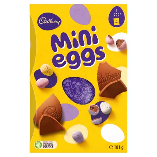 Cadbury Mini Eggs Chocolate Easter Egg Includes 1 Large Egg and 1 Chocolate Bag 181 g (Pack of 1)