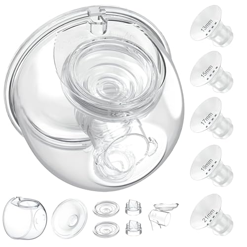 Image of Wearable Breast Pump Milk Collector Cup Accessories,Compatible with 24mm TSRETE /kmaier /eulumap /Momcozy S9 /S12 Wearable Breast Pump,Upgrade Duckbill Valve with Free Rotation,Extra 5pcs Flange Inserts