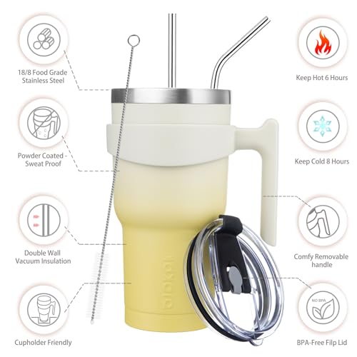 Image of BJPKPK 30 oz Tumbler with Handle & Straw, Insulated Stainless Steel Mug