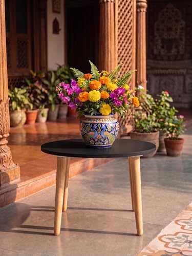 Image of Modern Oval Side Table with 4 Wooden Legs, Minimalist End Table /Coffee Table for Living Room, Bedside Nightstand for Bedroom, Balcony & Small Spaces