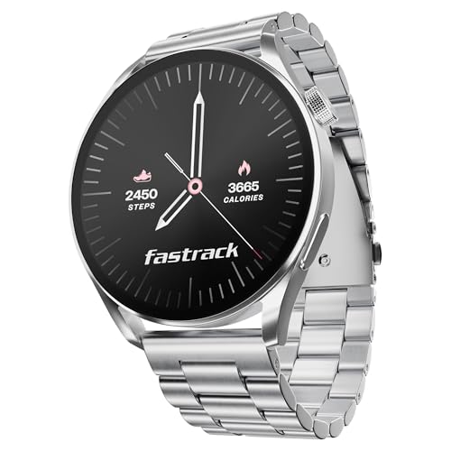 Image of Fastrack Dezire FX1 1.38 inch Smart Watch with BT Calling, 100+ Sports Modes, BP Monitoring, Functional Crown, Metal Alloy Case - Smartwatch for Men & Women (Metal Strap, Silver)