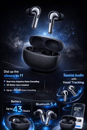 Image of Lynacz Original Buds Pro 3 Earphone Compatible with Oneplus,Vivo TWS Dual Drivers ANC Earbud Neckband AI Translator Dual DAC Dynaudio EQ Dual Device Connectivity (Black)