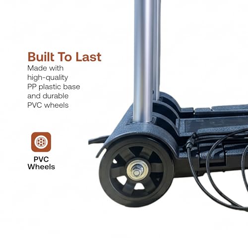 Image of BonKaso 35kg Folding Hand Truck with Telescopic Fiber Rod | 2-Wheel Collapsible Trolley with Expandable Chassis | Lightweight Foldable Luggage Cart for Travel Office Home Use (Silver)