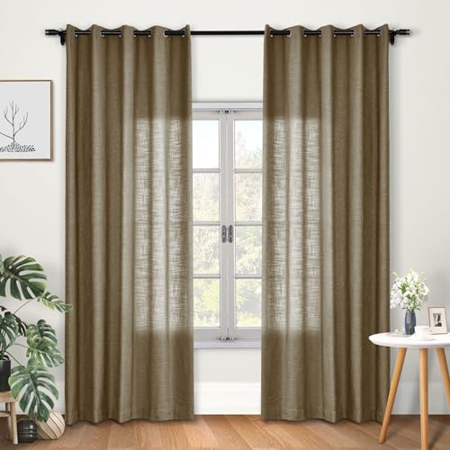 Macochico Faux Linen Curtains Room Drapery Panel with Nickle Grommet for Bedroom Classrooms Sliding Glass Door Privacy Protection,Dim Gray 52W x 84L Inch (1 Panel) 52"W x 84"L (Pack of 1) Di