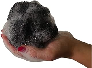 Exfoliating Bath Net - African Shower Sponge - Reusable - Extra Long Body & Back Scrubber (Black)