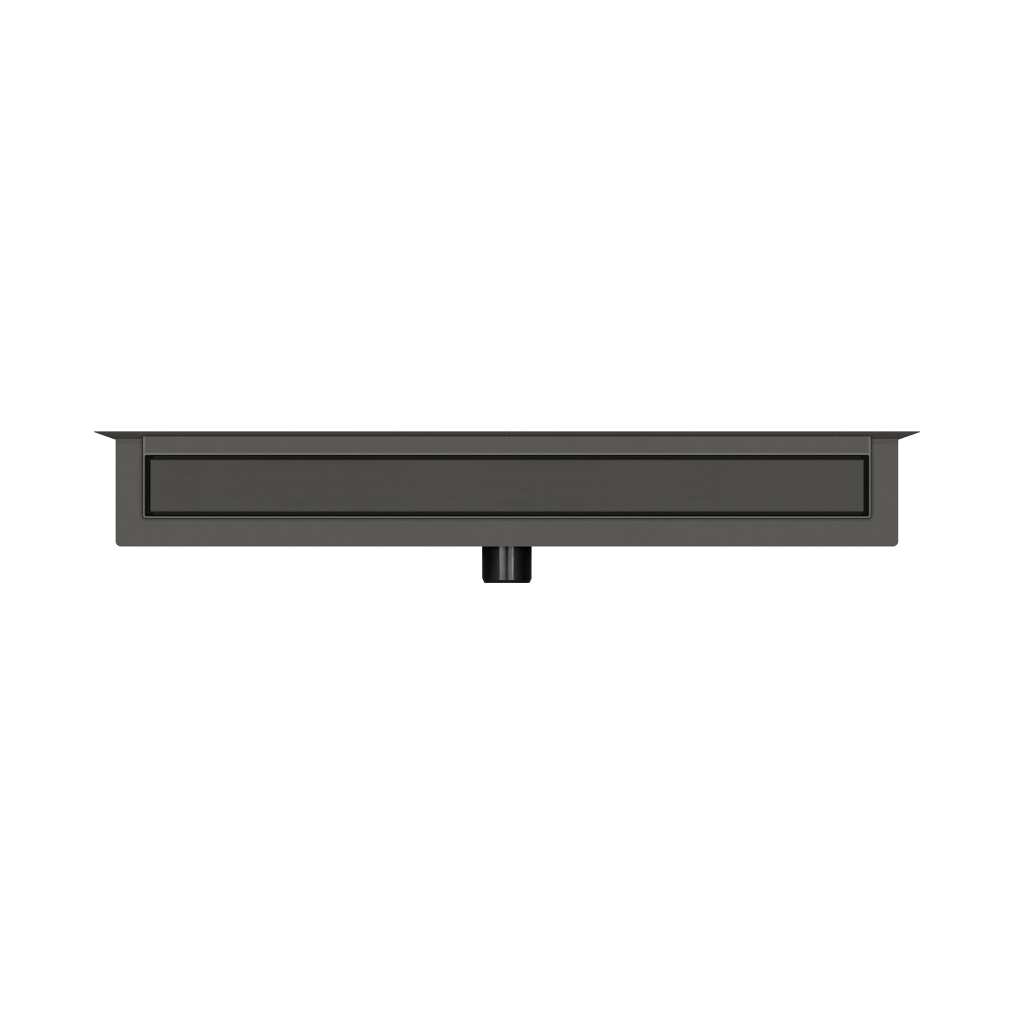 Canaleta de ducha Premium SLX Duo de grafito PVD – Acero inoxidable AISI 304, óxido enlosable, sifón Ø50, colador, patas de montaje, manguito de sellado, 60 a 100 cm (70 cm)