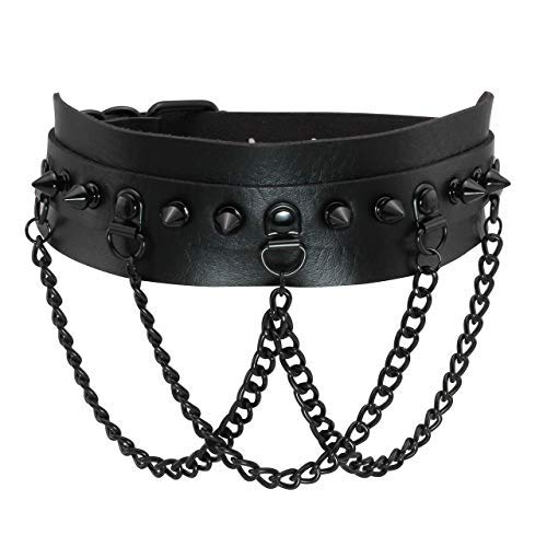 Manfnee MANFFNEE PU Leder Kette Kragen Halskette Punk Goth Niete Kragen Halskette für Männer Frauen Cover