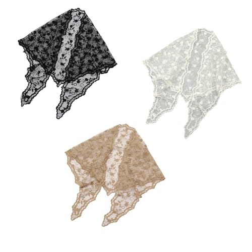 Muloo Ethnic Lace Head Scarf for Women Girls Hair Scarf Bandanas Headpiece Turban Hairband Floral Neckscarf Head Accessories, Black4