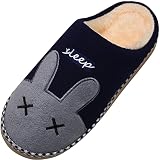  SAGUARO Otoño Invierno Zapatillas Interior Casa Caliente Slippers Suave Algodón Zapatilla Mujer Hombres Animados Pareja Zapatos Calzado, 43/44 EU=44/45 CN Azul