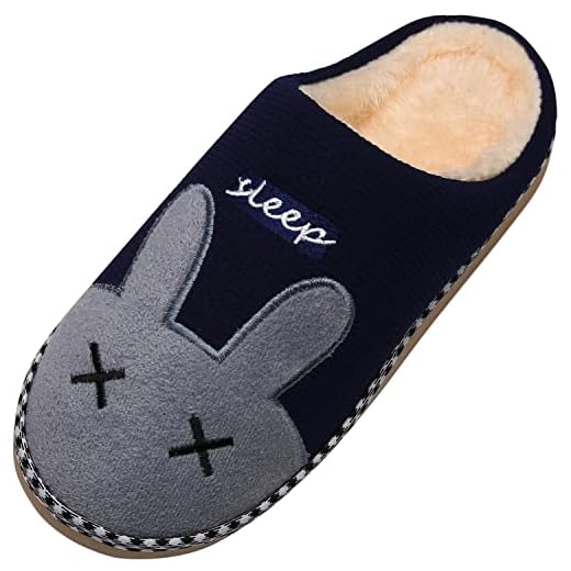 SAGUARO Inverno Pantofole Home Morbido Antiscivolo Cotone Scarpe Caldo Peluche Casa Pattini per Donne Uomini, 39/40 EU=40/41 CN Blu