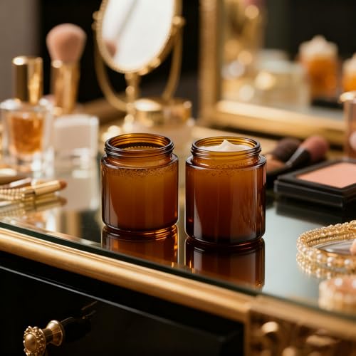 Image of Norme 120 Pcs 4 oz Glass Jars with Lids Cosmetic Jars, Black, Amber
