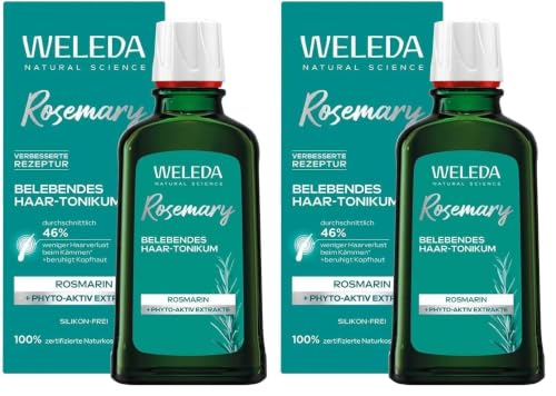 WELEDA - Lotion capillaire tonifiante Ralentit la chute des cheveux, stimule leur croissance - Lotion tonifiante à base de romarin bio - NATRUE* - Bio** - Vegan*** - 100ml (Lot de 2)