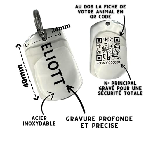 Médaille personnalisable en acier argenté de haute qualité pour animaux