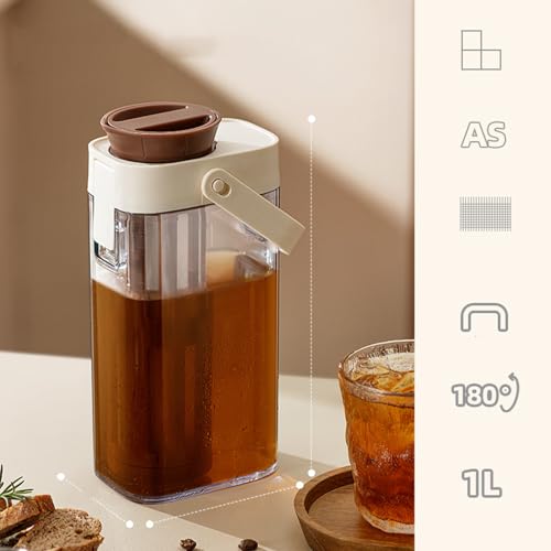 Eced Tea Pitcher – Dispenser per tè trasparente da 1000 ml | Brocca a prova di perdite per tè freddo, caffè freddo, bevande, contenitore per liquidi, per esigenze all'aperto, picnic e bevande - immagine 3