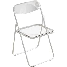 Transparent Folding Chairs Acrylic Stackable Clear Dining Chairs with Chrome Frame Living Room Seat Lightweight for Living Room Office Waiting Room White
