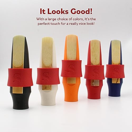 Image of Syos Tenor Saxophone Ligature Carmine Red, Great Fit for Syos Mouthpieces and Compatible with Tenor Sax Rubber Mouthpieces