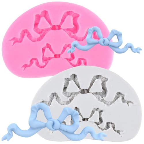 RFGHAC Ribbon Bow Fondant Mold Ribbon Silicone Molds Set of 2