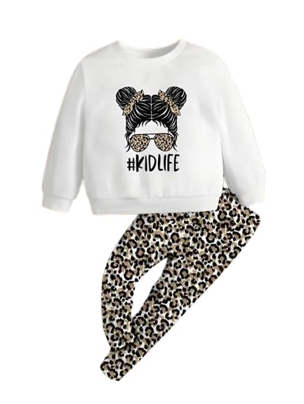 Kid Girls Printed Cotton Blend casual Top & Bottom Clothing Set