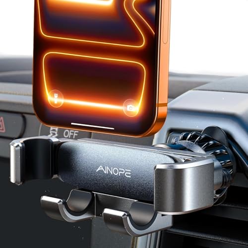 AINOPE Car Vent Phone Mount Holder for iPhone 17 Pro Max Car Mount [Drop-in Grip] Phone Holders for Your Car Air Vent Interior Accessories Gifts for Men for iPhone 17 Pro Max 16 15 14 Galaxy S26