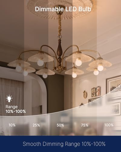 Image of FLSNT G25 LED Globe Bulb, 40W Equivalent 400 Lumens, White Glass 2700K Soft White, Dimmable, E26 Base, CRI90+, for Bathroom Vanity & Mirror Lighting, UL Listed, 6 Pack