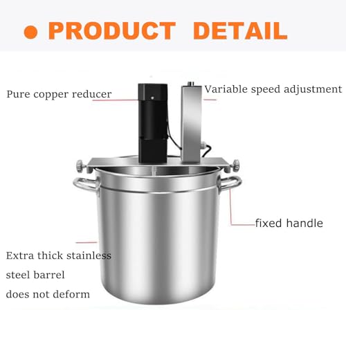 Agitador automático de la Olla para cocinar, Mezclador de mortero portátil eléctrico, Mezclador de calefacción Comercial, Velocidad de agitación Ajustable, con raspador de Mezcla de 4 Cables, 20L