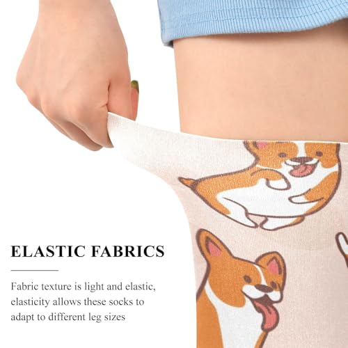 Image of Cartoon Corgi Women's Thigh High Socks Long Over Knee Socks Thick Leg Warm Boot Stockings