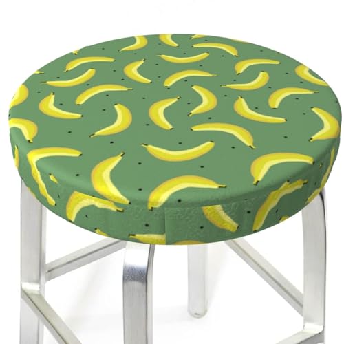 13 Inch Bar Stool Covers Round - Yellow Ripe Bananas Anti-Slip Soft Round Chair Cove with Elastic Band, Chairs Covers for Kitchen Dining Room
