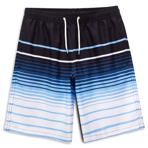 MEILONGER Pantalones cortos de natación para niño de secado rápido con malla interior, Rayas Azules, 164