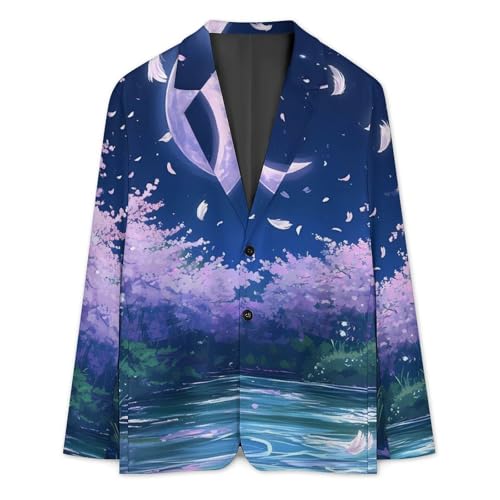Cherry Flowers Starry Sky Falling Feathers Classic Suits Blazer for Men Business Tuxedo Jacket Sport Coat Two Buttons3