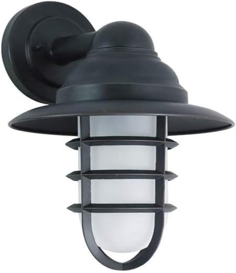 Amerykańska lampa ścienna E27 z matowego szkła, styl industrialny, odporna na wiatr i deszcz, na podwórko lub balkon (kolor: domyślny)