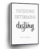 Decisions Determine Destiny Canvas Print Thomas S Monson Quote Wall Art Poster For Home Office School Wall Decor Artwork(Wood Framed 12' X 18')