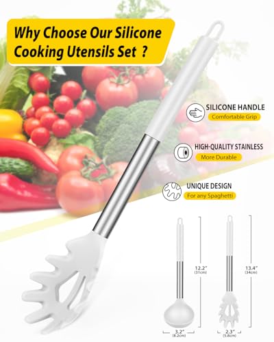 Fourchette à pâtes et louche en silicone blanc de haute qualité