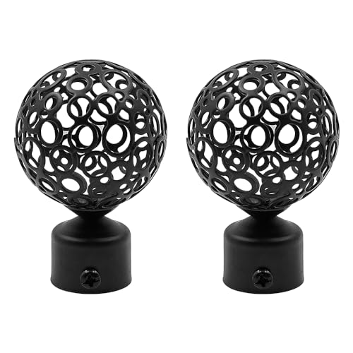Tiardey 2 pièces embouts de tringle à rideau pour tringles à rideaux pour tringles de diamètre interne de rideau de 25 à 28 mm-noir