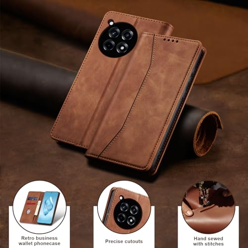 Image of Jasonyu Flip Wallet Case for OnePlus 12R,Brown