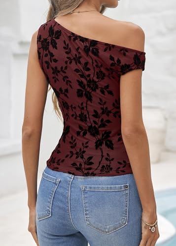 Save on Lazysmile Women's Floral Off Shoulder Mesh Tank Top - Image 2