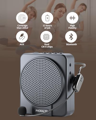Image of Wireless Voice Amplifier for Teachers, Original Voice Speaker with Wire and Wireless Microphones, Portable Speaker Megaphone for Classroom, Training, Meeting, Instructors, Coaches, Games