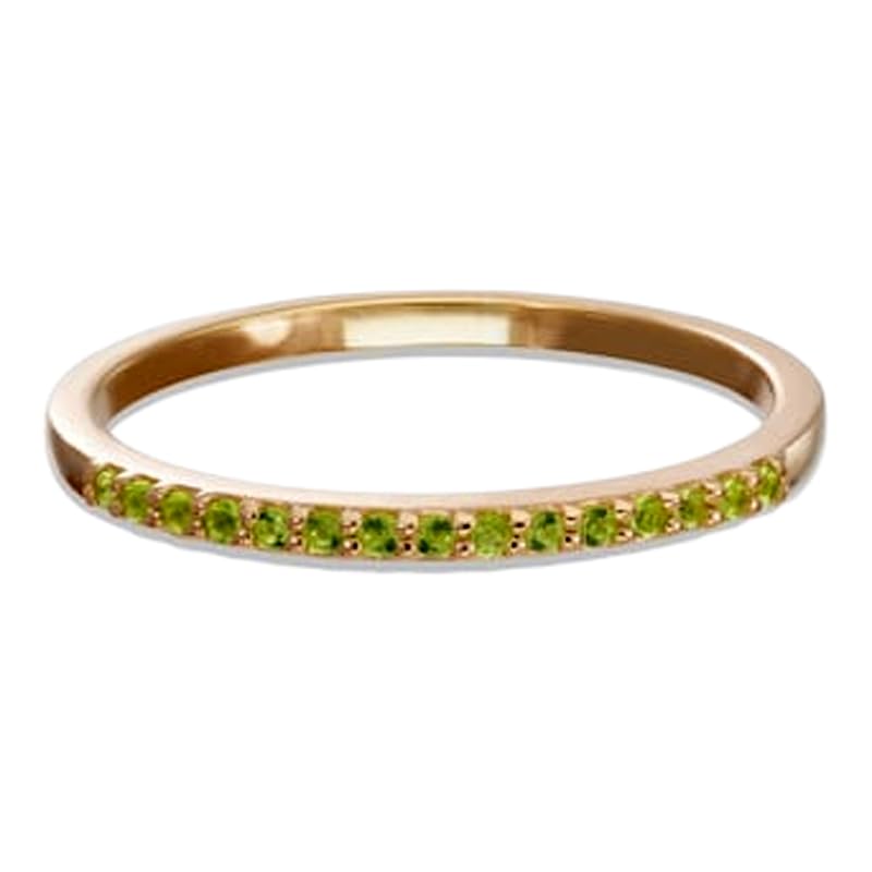 Alliance demi-éternité argent 925 péridot vert bague diamants or LK