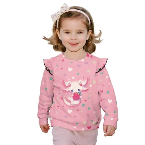 DISNIMO Toddler Sweatshirts for Girls Pullover Long Sleeve Sweatshirt Shirts Kids Ruffle Sleeves Sweat Shirt Home School