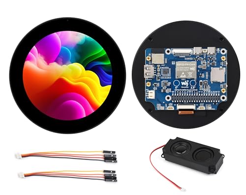 ESP32-P4 3.4 inch Round Touch Display Development Board, IPS LCD, 800x800 Resolution, Support WFi 6 / BLE 5,Onboard Dual Microphones, Audio Input/Output, Supports AI Voice Interaction