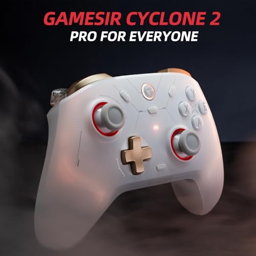 GameSir Cyclone 2 Multiplatform Wireless Controller- TMR Electromagnetic Joysticks&Hall Effect Switch triggers,6-axis Gyro Gaming Controller for Switch/PC/iOS/Android/Steam (Phantom White Standard) - Image 3