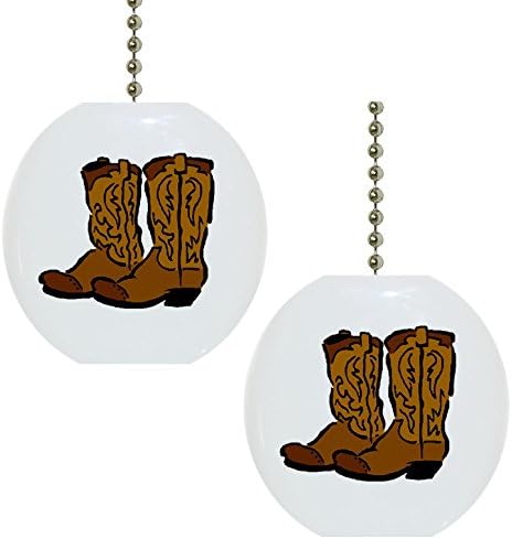 Set of 2 Cowboy Boots Farm Western Solid Ceramic Fan Pulls
