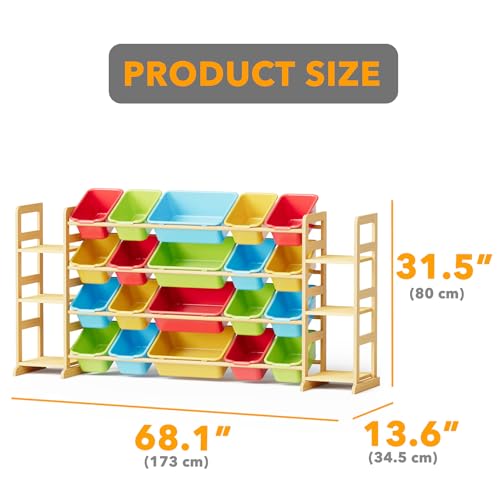 Image of SpaceAid Toy Storage Organizer with 6 Shelves and 20 Bins, Toy Organizers Storage Bookshelf, Kids Bin Shelf Toys Box Bookcase for Bedroom Playroom Organization Room Decor, Multi-Colored