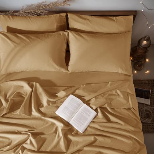 Image of LBRO2M 100% French Pure Linen Sheet Set 6Pcs, 16 inch Deep Pocket King Size