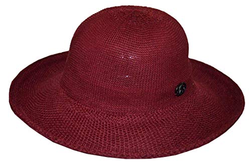 ANGELA & WILLIAM Women's Polyester Raffia Adjustable Hat (Burgundy)