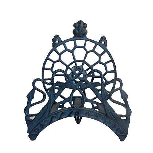 Lisansang Hose Rack Garden Hose Holder, Rustic Cast Iron, Fancy Wall Hanger Reel Garden Hose Storage (Color : Blue, Size : 22.9x11.2x26.5cm)